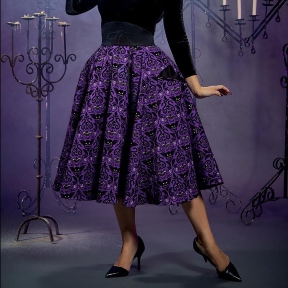 Pinupgirlclothing Elvira Mistress of the Dark Deadly Damask Skirt
